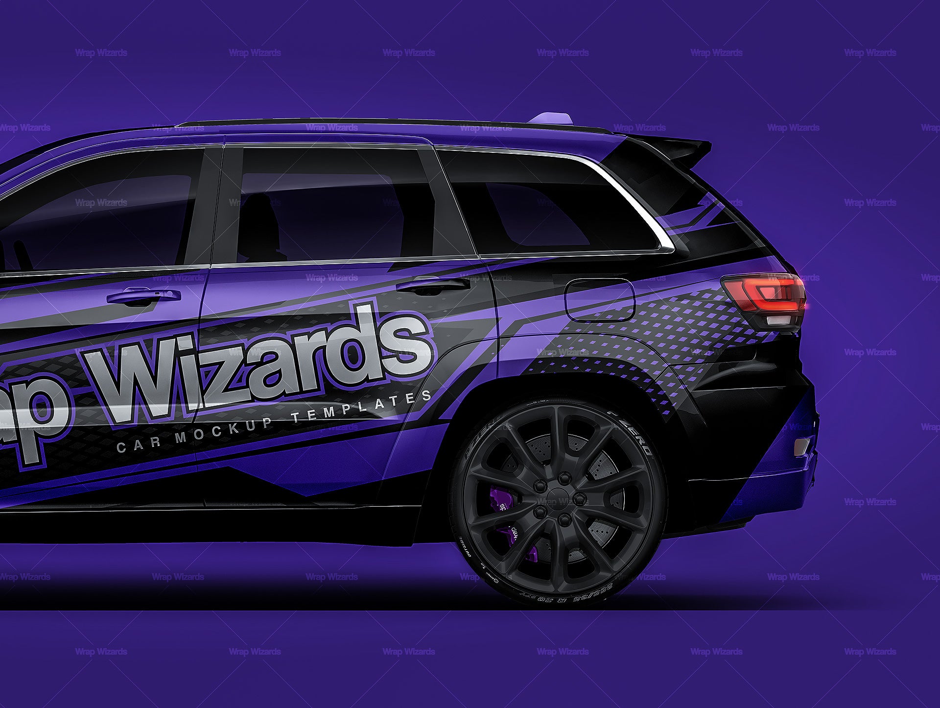 Jeep Grand Cherokee Overland glossy finish - all sides Car Mockup Template.psd