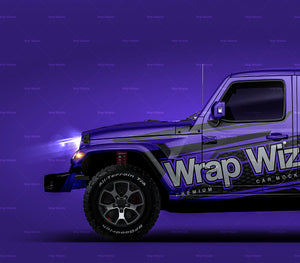 Jeep Wrangler JLU Unlimited Rubicon 2021 glossy finish - all sides Car Mockup Template.psd