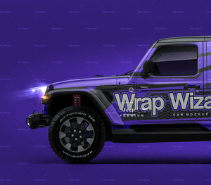 Jeep Wrangler Sahara Unlimited 2018 satin matt finish - all sides Car Mockup Template.psd