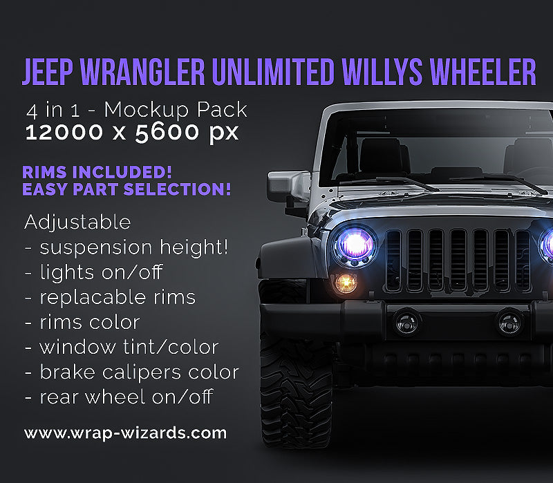 Jeep Wrangler Unlimited Willys Wheeler JK - Car Mockup
