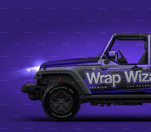 Jeep Wrangler Unlimited Willys Wheeler JK glossy finish - all sides Car Mockup Template.psd