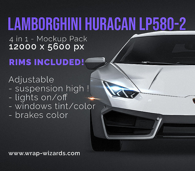 Lamborghini Huracan LP580-2 2017 glossy finish - all sides Car Mockup Template.psd