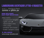 Lamborghini Aventador LP700-4 Roadster glossy finish - all sides Car Mockup Template.psd