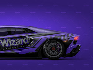 Lamborghini Aventador S 2018 LP740-4 satin matt finish - all sides Car Mockup Template.psd
