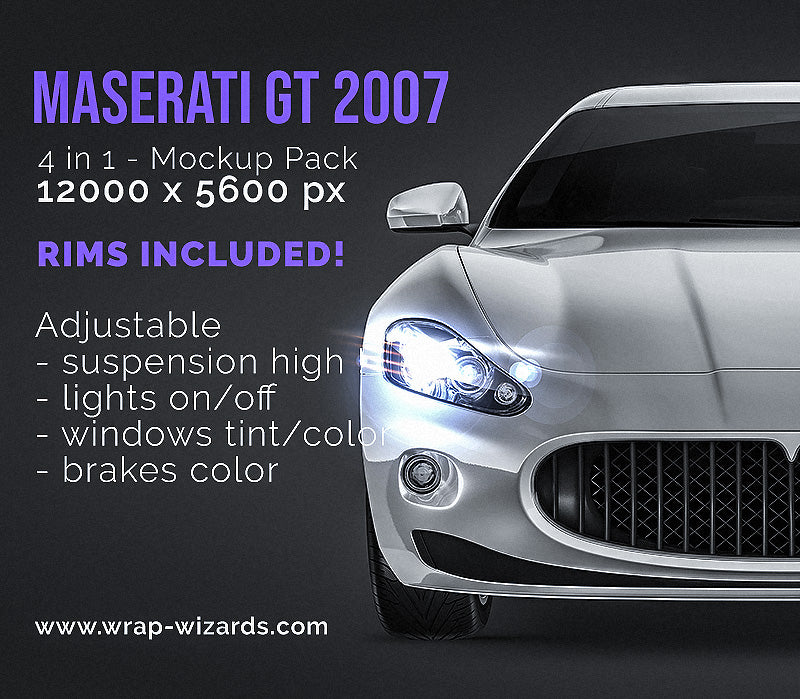 Maserati GT 2007 glossy finish - all sides Car Mockup Template.psd