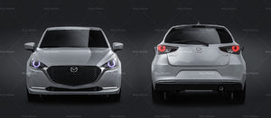 Mazda 2 2020 glossy finish - all sides Car Mockup Template.psd