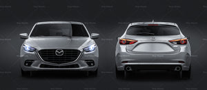 Mazda 3 Hatchback 2017 glossy finish - all sides Car Mockup Template.psd