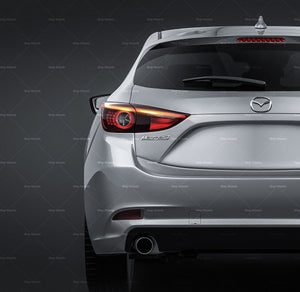 Mazda 3 Hatchback 2017 glossy finish - all sides Car Mockup Template.psd