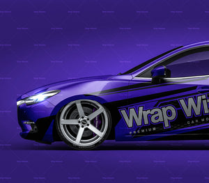 Mazda 3 Hatchback 2017 glossy finish - all sides Car Mockup Template.psd