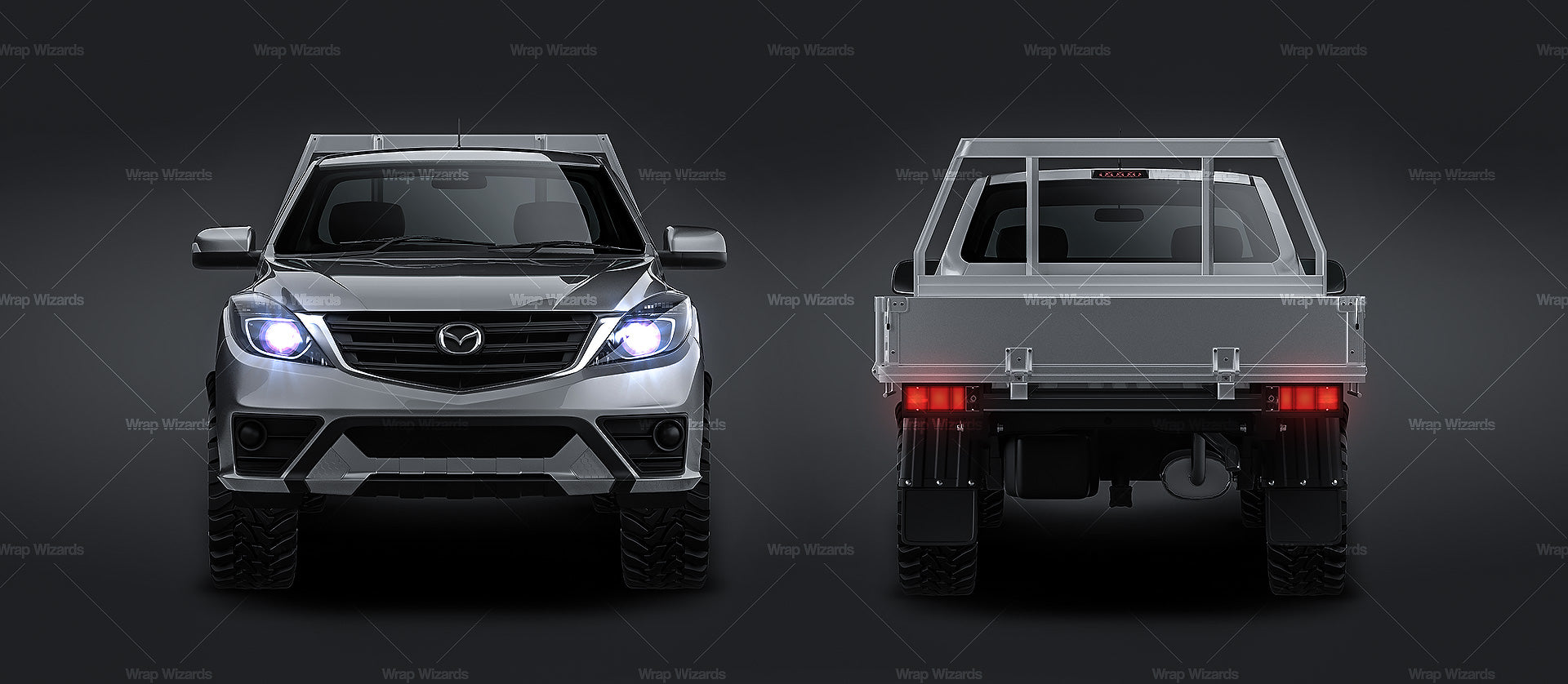 Mazda BT-50 Freestyle Cab Alloy Tray 2018-2021 glossy finish - all sides Car Mockup Template.psd