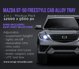 Mazda BT-50 Freestyle Cab Alloy Tray with UTE tool box 2021 glossy finish - all sides Car Mockup Template.psd