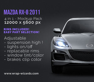 Mazda RX-8 2011 glossy finish - all sides Car Mockup Template.psd