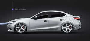 Mazda 3 Sedan glossy finish - all sides Car Mockup Template.psd