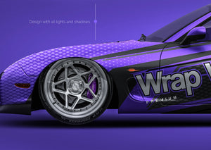 Mazda RX7 FD3S glossy finish - all sides Car Mockup Template.psd