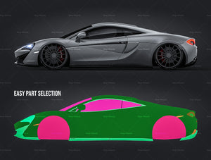 McLaren 570 S satin matt finish - all sides Car Mockup Template.psd