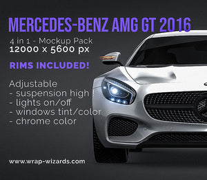 Mercedes-Benz AMG GT 2016 glossy finish - all sides Car Mockup Template.psd