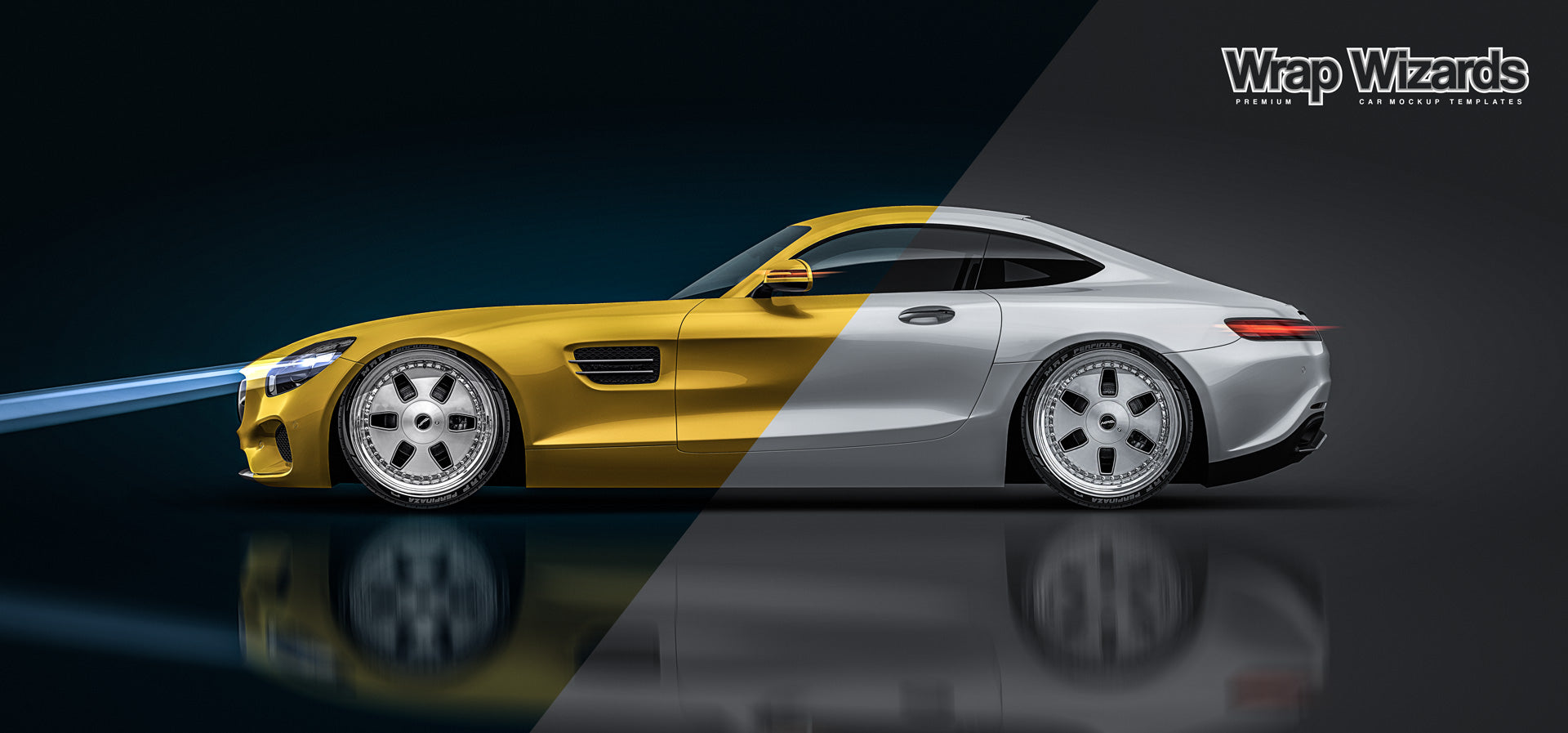 Mercedes-Benz AMG GT 2016 glossy finish - all sides Car Mockup Template.psd