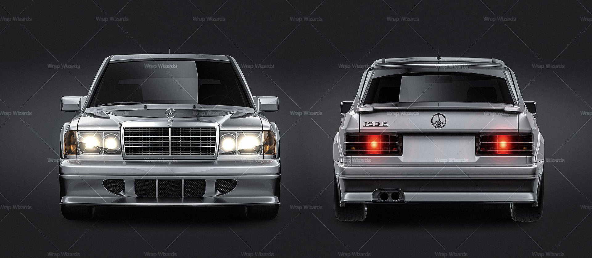 Mercedes-Benz 190E W201 Evolution II 1990 glossy finish - all sides Car Mockup Template.psd