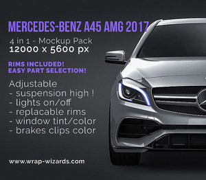 Mercedes-Benz A-Class A45 AMG 2017 glossy finish - all sides Car Mockup Template.psd