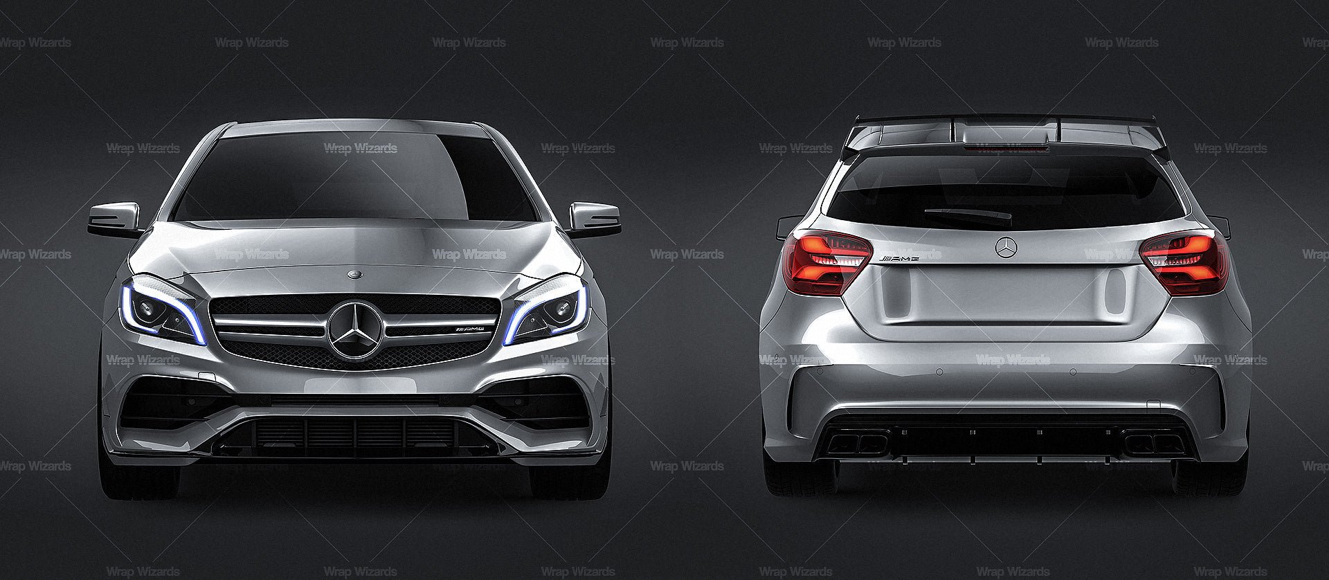 Mercedes-Benz A-Class A45 AMG 2017 glossy finish - all sides Car Mockup Template.psd