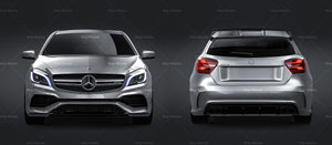 Mercedes-Benz A-Class A45 AMG 2017 glossy finish - all sides Car Mockup Template.psd