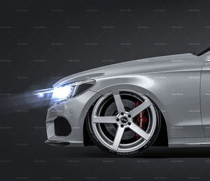 Mercedes-Benz C-class W205 2015 sedan glossy finish - all sides Car Mockup Template.psd