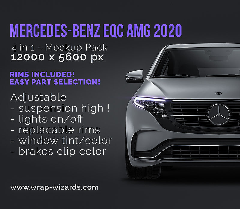 Mercedes-Benz EQC AMG 2020 satin matt finish - all sides Car Mockup Template.psd