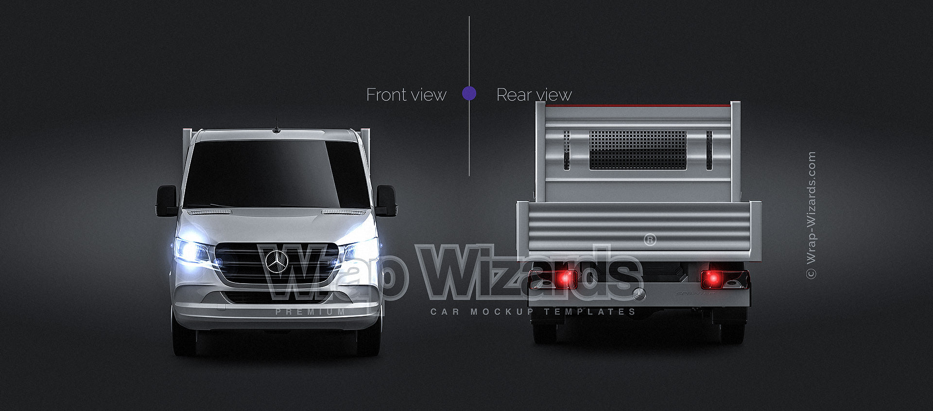 Mercedes-Benz Sprinter CrewCab Chassis 2019 glossy finish - all sides Car Mockup Template.psd