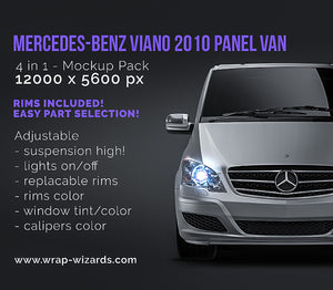 Mercedes-Benz V-Class Viano 2010 panel van satin matt finish - all sides Car Mockup Template.psd