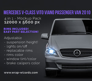 Mercedes-Benz V-Class Vito Viano 2010 passenger van glossy finish - all sides Car Mockup Template.psd