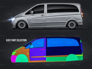 Mercedes-Benz V-Class Vito Viano 2010 passenger van glossy finish - all sides Car Mockup Template.psd
