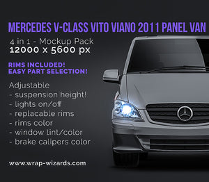 Mercedes-Benz V-Class Vito Viano 2011 panel van glossy finish - all sides Car Mockup Template.psd