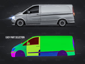 Mercedes-Benz V-Class Vito Viano 2011 panel van glossy finish - all sides Car Mockup Template.psd
