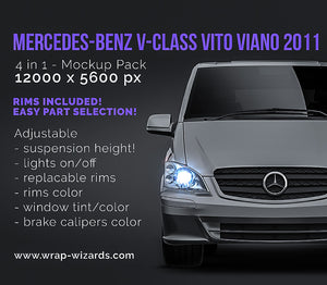 Mercedes-Benz V-Class Vito Viano 2011 passenger van glossy finish - all sides Car Mockup Template.psd