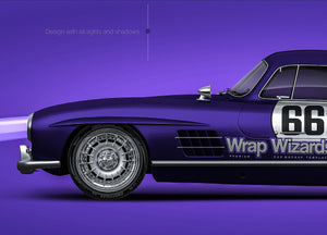 Mercedes-Benz 300 SL Gullwing 1954 glossy finish - all sides Car Mockup Template.psd