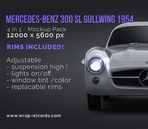 Mercedes-Benz 300 SL Gullwing 1954 NB glossy finish - all sides Car Mockup Template.psd