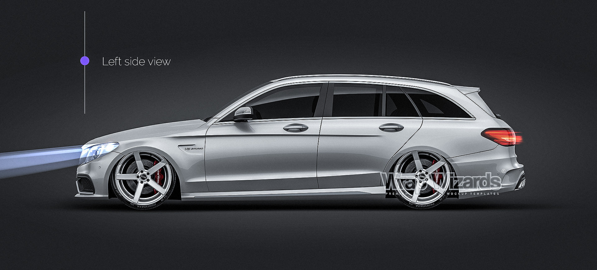 Mercedes-Benz C63 AMG W205 Estate 2015 glossy finish - all sides Car Mockup Template.psd