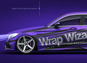 Mercedes-Benz C63 AMG W205 Estate 2015 glossy finish - all sides Car Mockup Template.psd