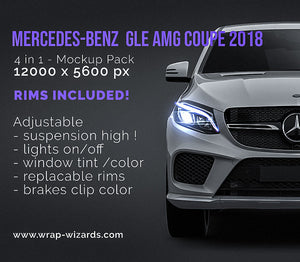 Mercedes-Benz G-class GLE AMG Coupe 2018 glossy finish - all sides Car Mockup Template.psd