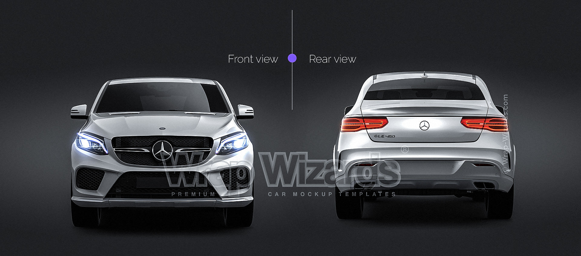 Mercedes-Benz G-class GLE AMG Coupe 2018 glossy finish - all sides Car Mockup Template.psd