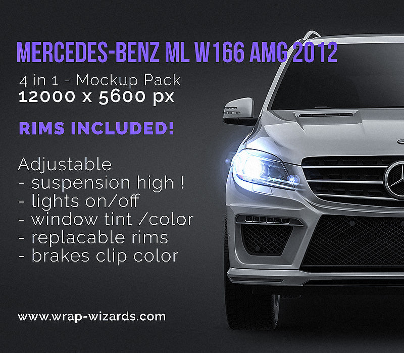 Mercedes-Benz ML W166 AMG 2012 glossy finish - all sides Car Mockup Template.psd