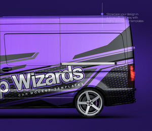 Mercedes-Benz Sprinter High Roof L2H3 2019 glossy finish - all sides Car Mockup Template.psd