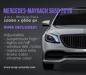 Mercedes-Maybach S650 2019 glossy finish - all sides Car Mockup Template.psd
