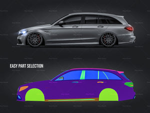 Mercedes-Benz AMG C63 S Estate 2019 satin matt finish - all sides Car Mockup Template.psd