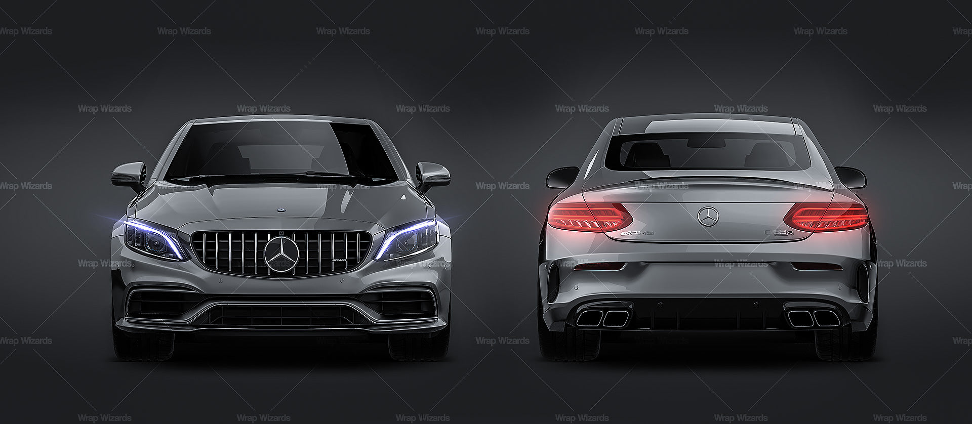 Mercedes Benz C63S Coupe 2020 glossy finish - all sides Car Mockup Template.psd