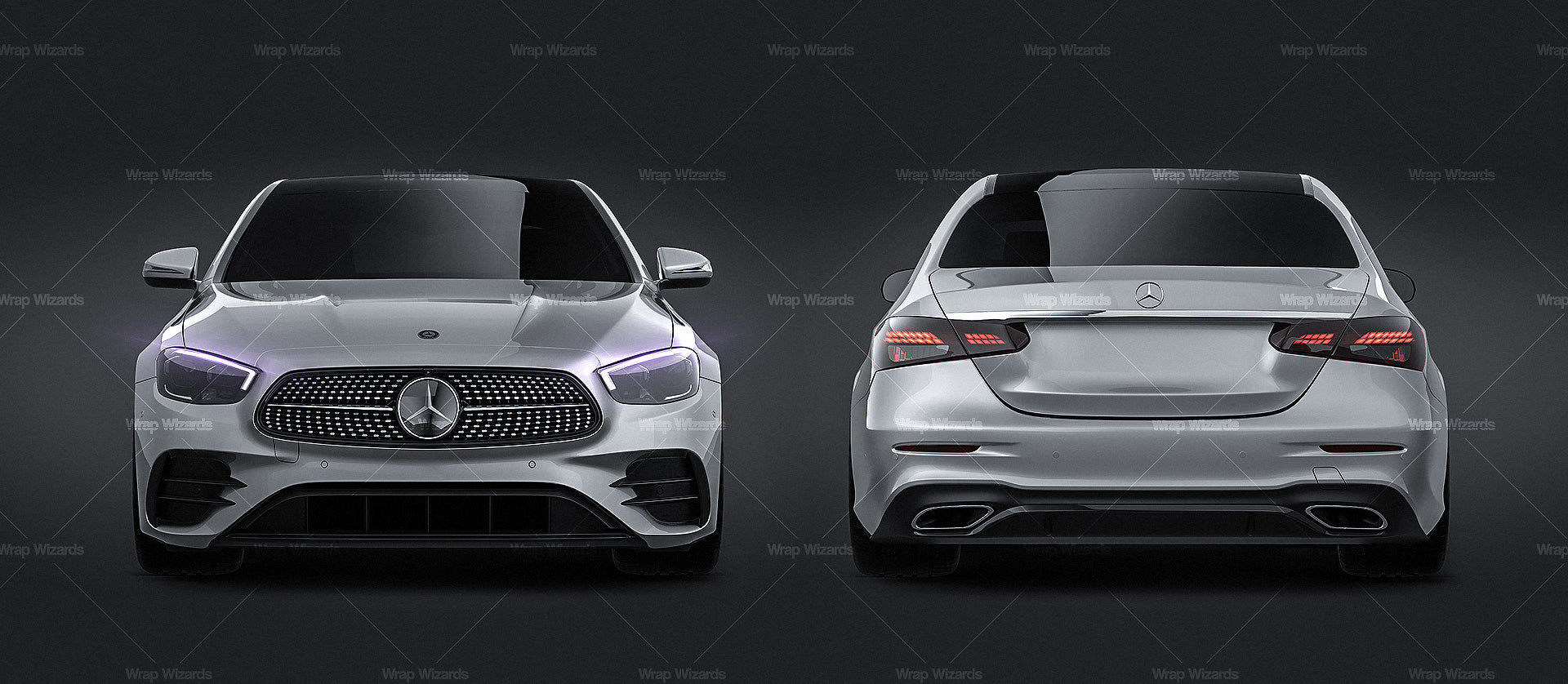 Mercedes-Benz E-Class Sedan AMG Line 2021 glossy finish - all sides car mockup template.psd