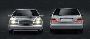 Mercedes-Benz S-Class W140 glossy finish - all sides Car Mockup Template.psd