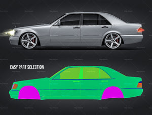Mercedes-Benz S-Class W140 glossy finish - all sides Car Mockup Template.psd