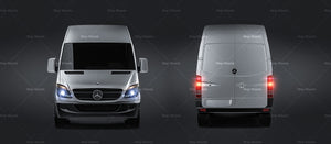 Mercedes-Benz Sprinter Medium L2H2 II satin matt finish - all sides Car Mockup Template.psd