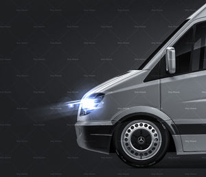Mercedes-Benz Sprinter Medium L2H2 II satin matt finish - all sides Car Mockup Template.psd
